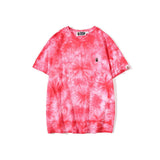 Shark Print T Shirt Summer Ape Head Casual Tie-Dye Top T-shirt with Short Sleeves