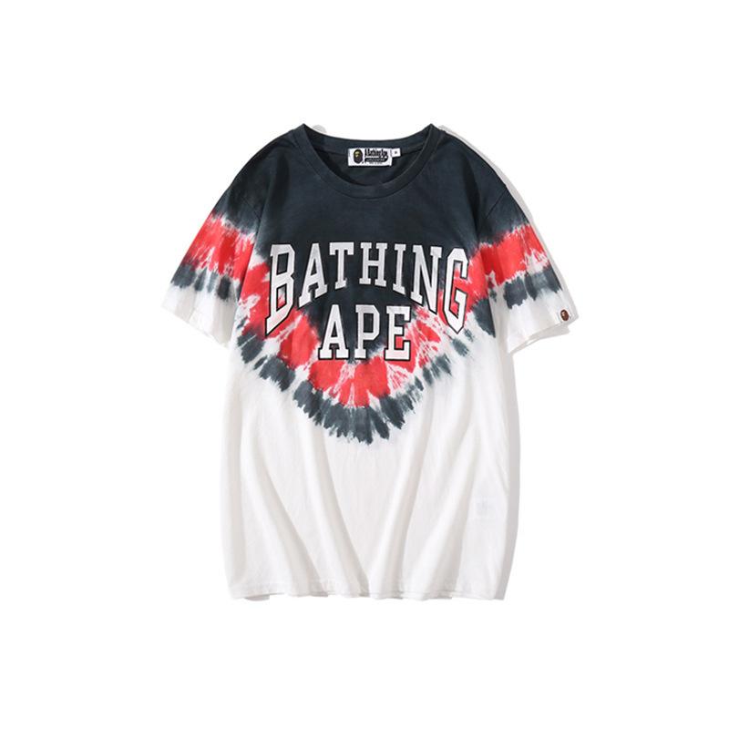 Shark Print T Shirt Ape Head Tie-Dye T-shirt Short Sleeve