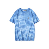 Shark Print T Shirt Summer Ape Head Casual Tie-Dye Top T-shirt with Short Sleeves