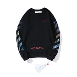 Off White Sweatshirts Long Sleeve round Neck Sweater Gradient Starry Sky Graffiti Arrow Print Leisure