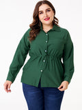 Women Plus Size Tops Long Sleeve Waist-Tight Mid-Length Shirt