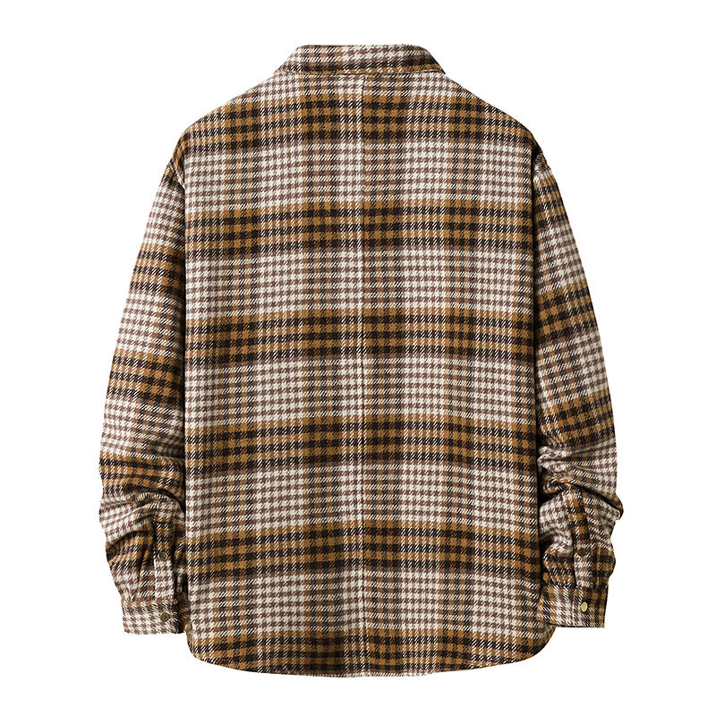 Mens Flannel Jacket Plaid Shirt Men's Style Coat Shirt