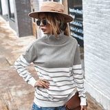 Beth Dutton Outfits Autumn and Winter Turtleneck Striped Sweater Women's Top