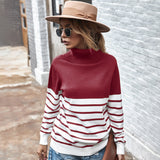 Beth Dutton Outfits Autumn and Winter Turtleneck Striped Sweater Women's Top