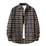Mens Flannel Jacket Flannel Plaid Shirt Men's Coat Casual Long Sleeve Shirt