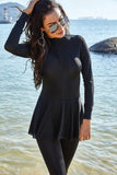 Burkini Swimwear Muslim Fashion Outfits One-Piece Swimsuit Long Sleeve Trousers Surfing Sun-Protective Clothing