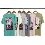 Fog T shirt Spring/Summer Plant Running Print round Neck Pullover Men's and Women's Short Sleeve Tshirt Fear Of God