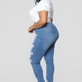 Women Plus Size Jeans Fashion Ripped Corset Jeans