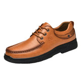 Loafers for Men Leather Shoes Cowhide Lace-up Business Casual Shoes