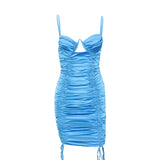 Autumn Sexy Sheath Pleated Pleating Slip Dress Dress for Women