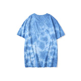 Shark Print T Shirt Summer Ape Head Casual Tie-Dye Top T-shirt with Short Sleeves