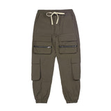 Multi-Pocket Cargo Pants Men's Large Straight-Leg Pants Trendy High Street Ankle-Tied Trousers Men Pants