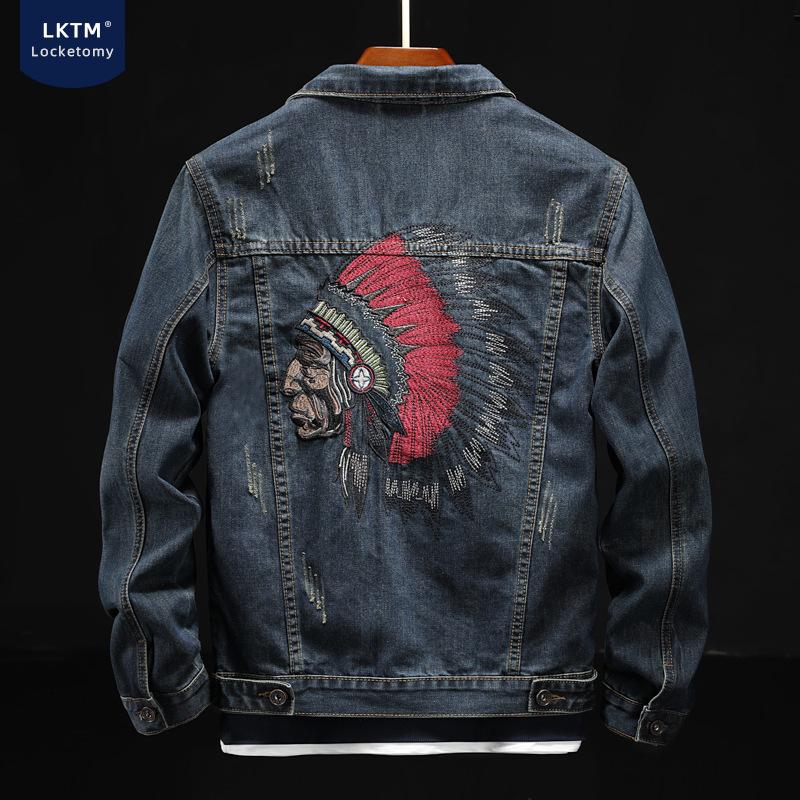 Spring and Autumn Denim Jacket Men's Plus Size Loose Jacket Denim Clothing Men Denim Jacket