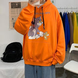 Tom And Jerry Hoodie Sweater Men 'S Hooded Loose Cartoon Printed Coat