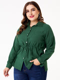 Women Plus Size Tops Long Sleeve Waist-Tight Mid-Length Shirt