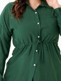 Women Plus Size Tops Long Sleeve Waist-Tight Mid-Length Shirt