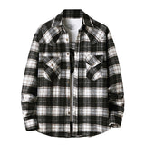 Mens Flannel Jacket Autumn Vintage Flannel Plaid Shirt Men Coat Shirt