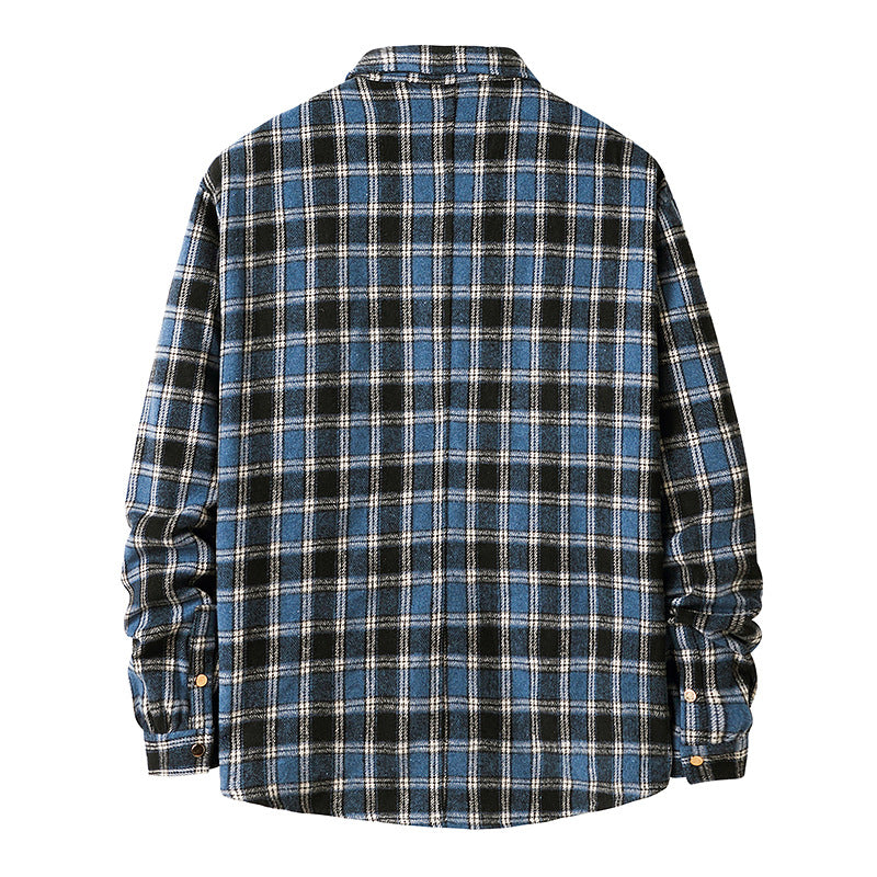 Mens Flannel Jacket Flannel Plaid Shirt Men's Coat Casual Long Sleeve Shirt