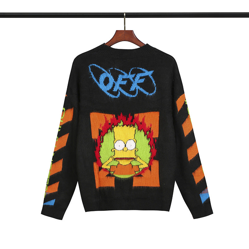 Off White Winter Sweaters Simpson Arrow Black Mohair round Neck Pullover