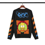 Off White Winter Sweaters Simpson Arrow Black Mohair round Neck Pullover