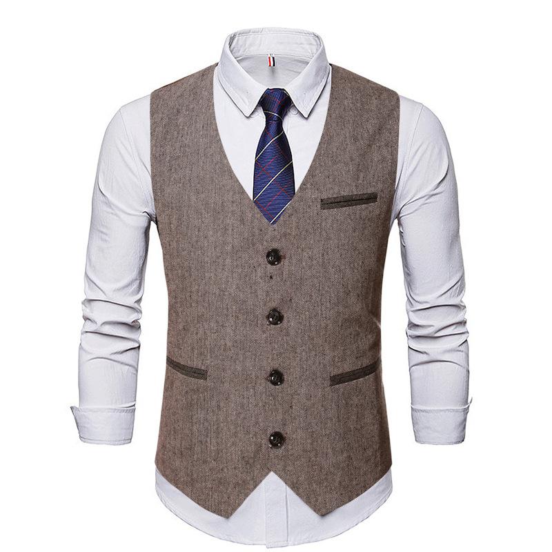 Mens Dress Vests Men's Vest Casual Jacket Business Waistcoat Autumn and Winter Leisure Suit Vest Business Slim Fit