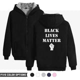 Black Lives Matter Dressing Winter Fleece-Lined Thickened Hooded Zipper Sweatshirt