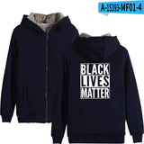 Black Lives Matter Dressing Winter Fleece-Lined Thickened Hooded Zipper Sweatshirt