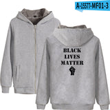 Black Lives Matter Dressing Winter Fleece-Lined Thickened Hooded Zipper Sweatshirt