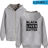 Black Lives Matter Dressing Winter Fleece-Lined Thickened Hooded Zipper Sweatshirt
