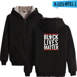 Black Lives Matter Dressing Winter Fleece-Lined Thickened Hooded Zipper Sweatshirt