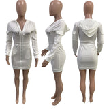 Autumn and Winter Embroidery Letter Sweater Hooded Dress