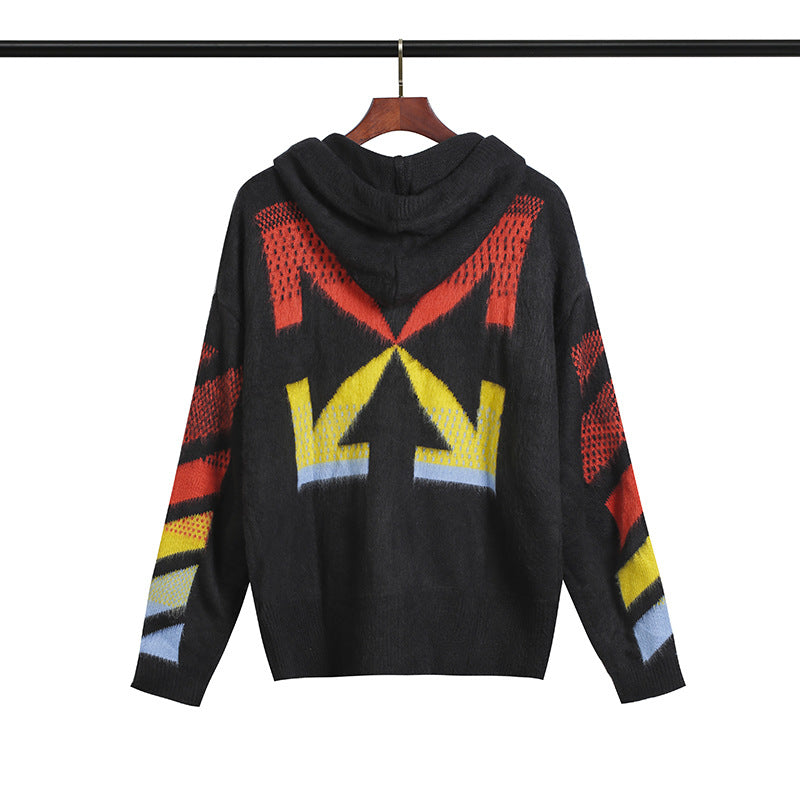 Off White Winter Sweaters Autumn and Winter Zipper Sweater Coat