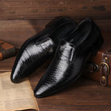 Indo Western Shoes Square Toe Vintage Casual Shoes Crocodile Pattern Slip on Leather Shoes
