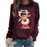 Black Christmas Sweater Christmas Elk Printing Crew Neck Casual Loose Sweater Women