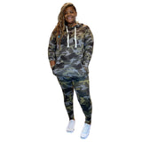 Women Plus Size Co-Ords Camouflage Print Knitted Fashion Casual Two-Piece Suit