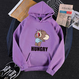Tom and Jerry Hoodie Autumn and Winter Loose Cat and Mouse Hooded Fleece Lined Sweater Men and Women