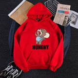 Tom and Jerry Hoodie Autumn and Winter Loose Cat and Mouse Hooded Fleece Lined Sweater Men and Women