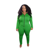 Women Plus Size Co-Ords Zipper Fashion Casual Two-Piece Suit