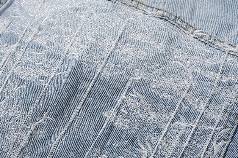 Arrow Denim Jacket Jean Coat off Embroidery Letter Arrow Jacket Coat Owt Washed Men and Women Couple Denim