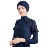 Burkini Muslim Swimwear Solid Color Slim Sun Protection Three-Piece Set Swimsuit