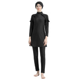 Burkini Muslim Swimwear Solid Color Slim Sun Protection Three-Piece Set Swimsuit