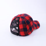Vintage Check Baseball Cap Black and Red Plaid