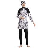Burkini Muslim Swimwear Printed Slim Sun Protection Three-Piece Set Swimsuit