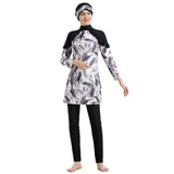 Burkini Muslim Swimwear Printed Slim Sun Protection Three-Piece Set Swimsuit
