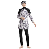 Burkini Muslim Swimwear Printed Slim Sun Protection Three-Piece Set Swimsuit