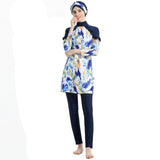 Burkini Muslim Swimwear Printed Slim Sun Protection Three-Piece Set Swimsuit
