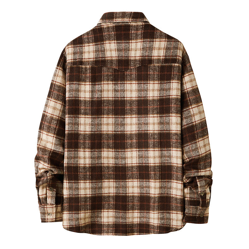 Mens Flannel Jacket Plaid Shirt Men's Style Coat Shirt