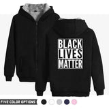 Black Lives Matter Dressing Winter Fleece-Lined Thickened Hooded Zipper Sweatshirt