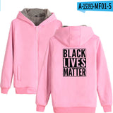 Black Lives Matter Dressing Winter Fleece-Lined Thickened Hooded Zipper Sweatshirt
