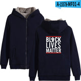 Black Lives Matter Dressing Winter Fleece-Lined Thickened Hooded Zipper Sweatshirt